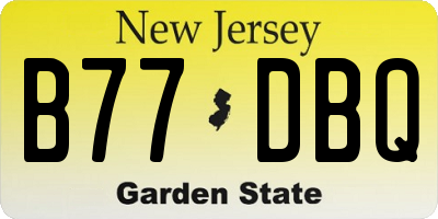 NJ license plate B77DBQ
