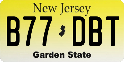 NJ license plate B77DBT