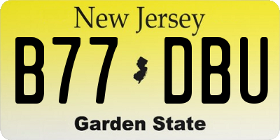NJ license plate B77DBU