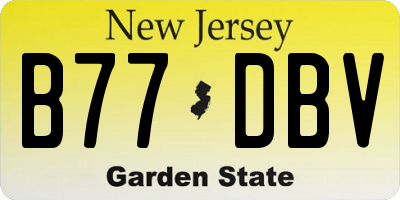 NJ license plate B77DBV
