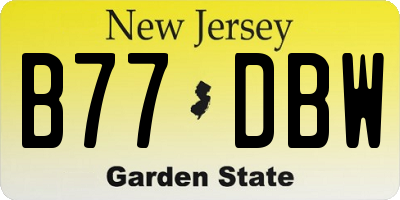 NJ license plate B77DBW