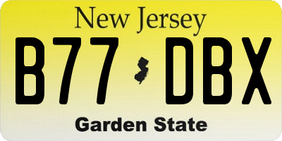 NJ license plate B77DBX