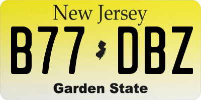 NJ license plate B77DBZ