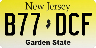 NJ license plate B77DCF