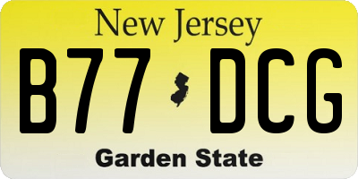 NJ license plate B77DCG