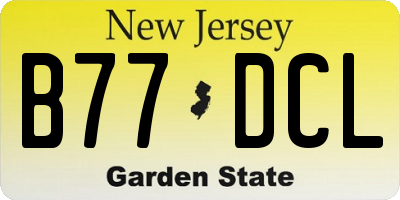 NJ license plate B77DCL