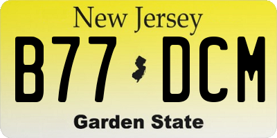 NJ license plate B77DCM