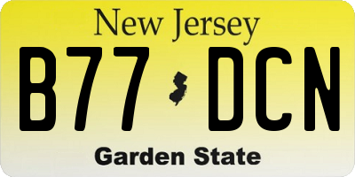 NJ license plate B77DCN