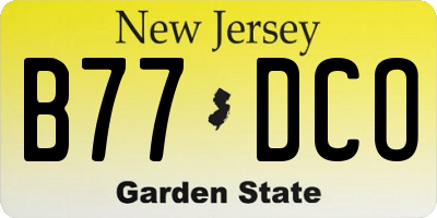 NJ license plate B77DCO