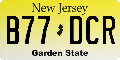 NJ license plate B77DCR