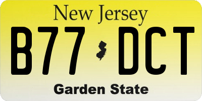 NJ license plate B77DCT