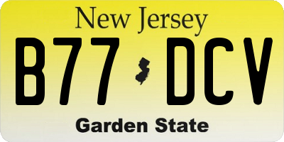 NJ license plate B77DCV