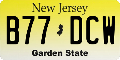 NJ license plate B77DCW