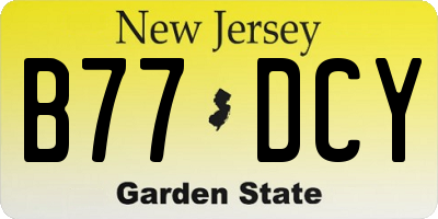 NJ license plate B77DCY