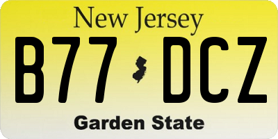 NJ license plate B77DCZ