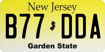 NJ license plate B77DDA