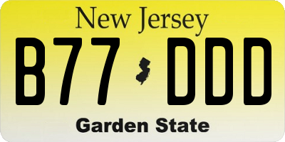 NJ license plate B77DDD