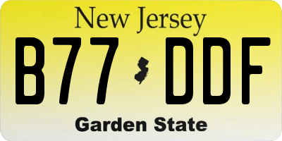 NJ license plate B77DDF