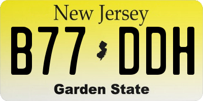 NJ license plate B77DDH