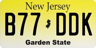 NJ license plate B77DDK