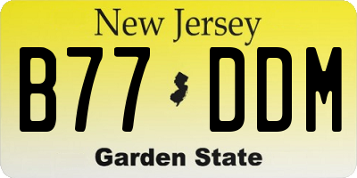 NJ license plate B77DDM