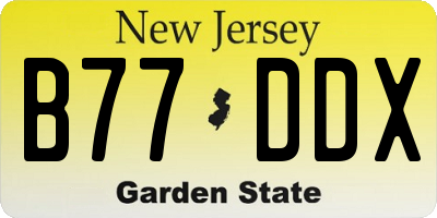 NJ license plate B77DDX