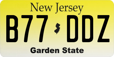 NJ license plate B77DDZ