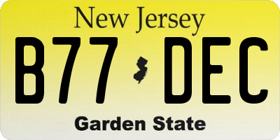 NJ license plate B77DEC