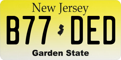 NJ license plate B77DED