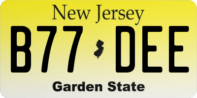 NJ license plate B77DEE
