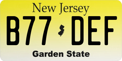 NJ license plate B77DEF