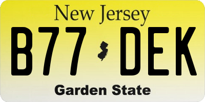 NJ license plate B77DEK