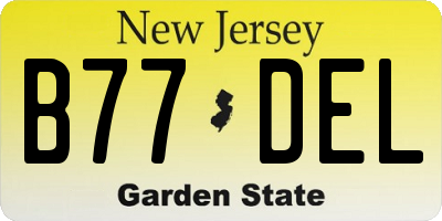 NJ license plate B77DEL