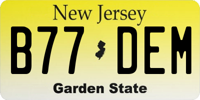 NJ license plate B77DEM