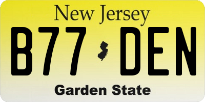 NJ license plate B77DEN