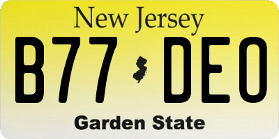 NJ license plate B77DEO