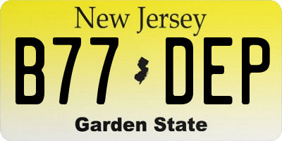NJ license plate B77DEP