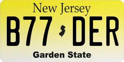 NJ license plate B77DER