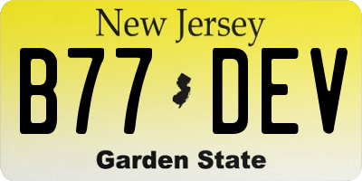 NJ license plate B77DEV