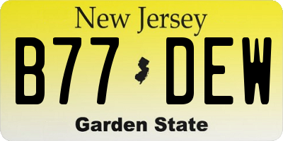 NJ license plate B77DEW