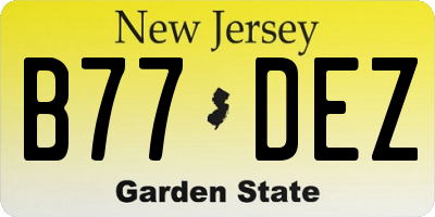 NJ license plate B77DEZ