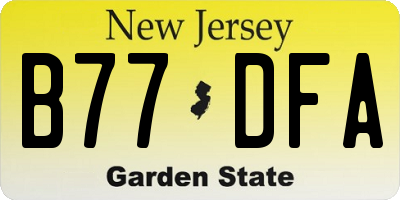 NJ license plate B77DFA