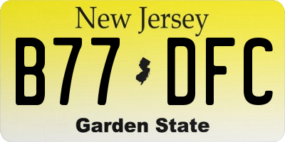 NJ license plate B77DFC