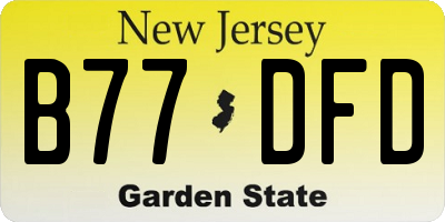 NJ license plate B77DFD