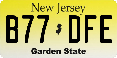 NJ license plate B77DFE