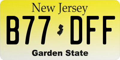NJ license plate B77DFF