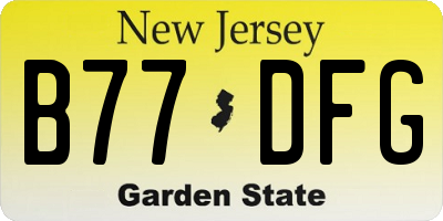 NJ license plate B77DFG