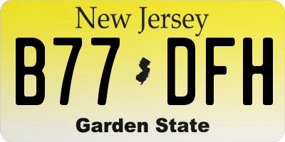 NJ license plate B77DFH