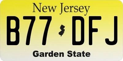 NJ license plate B77DFJ