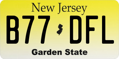 NJ license plate B77DFL